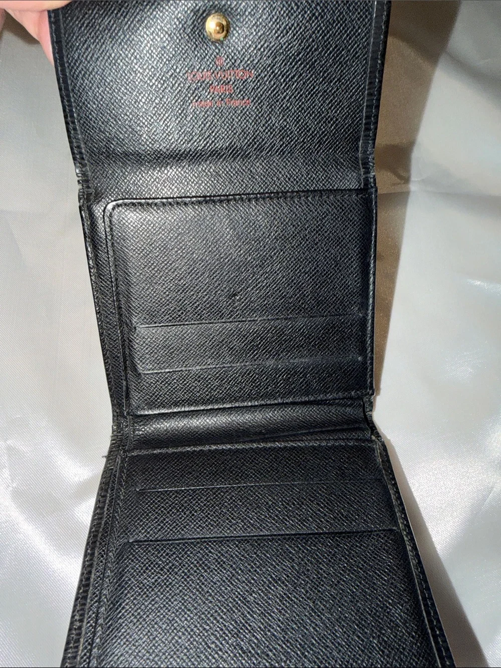 Louis Vuitton Auth Vintage Black Epi Elise Compact Snap Wallet w COA
